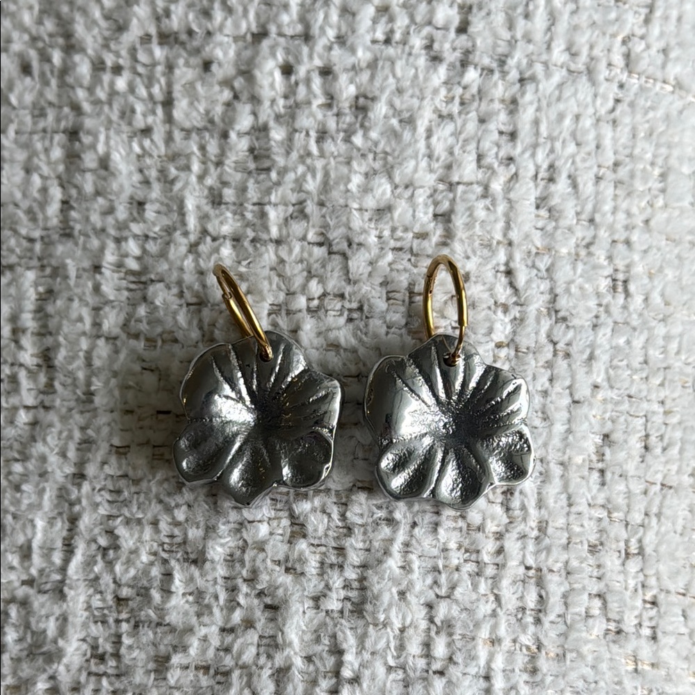 Floral Silver and Gold Floral Earrings made with Recycled Aluminum